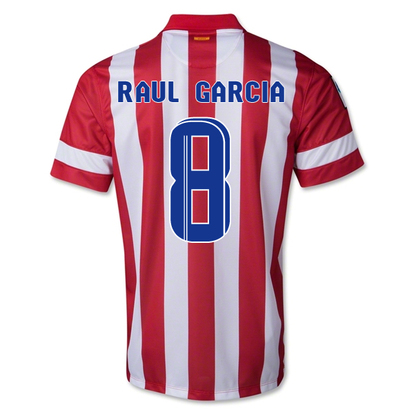 13-14 Atletico Madrid #8 Raul Garcia Home Soccer Jersey Shirt - Click Image to Close